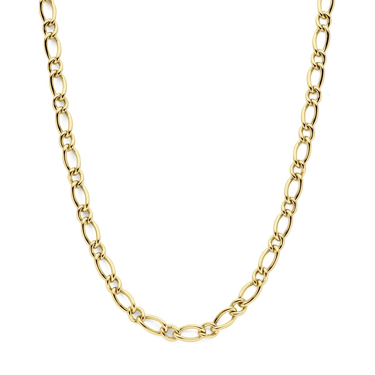 14k geelgouden ankercollier met een schakelpuntdesign en een glanzende afwerking.