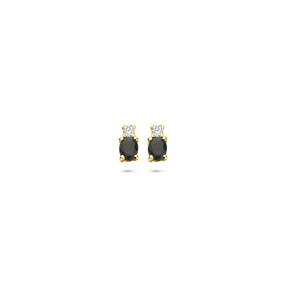 Pendientes de oro amarillo de 14k con zafiro y circonitas.