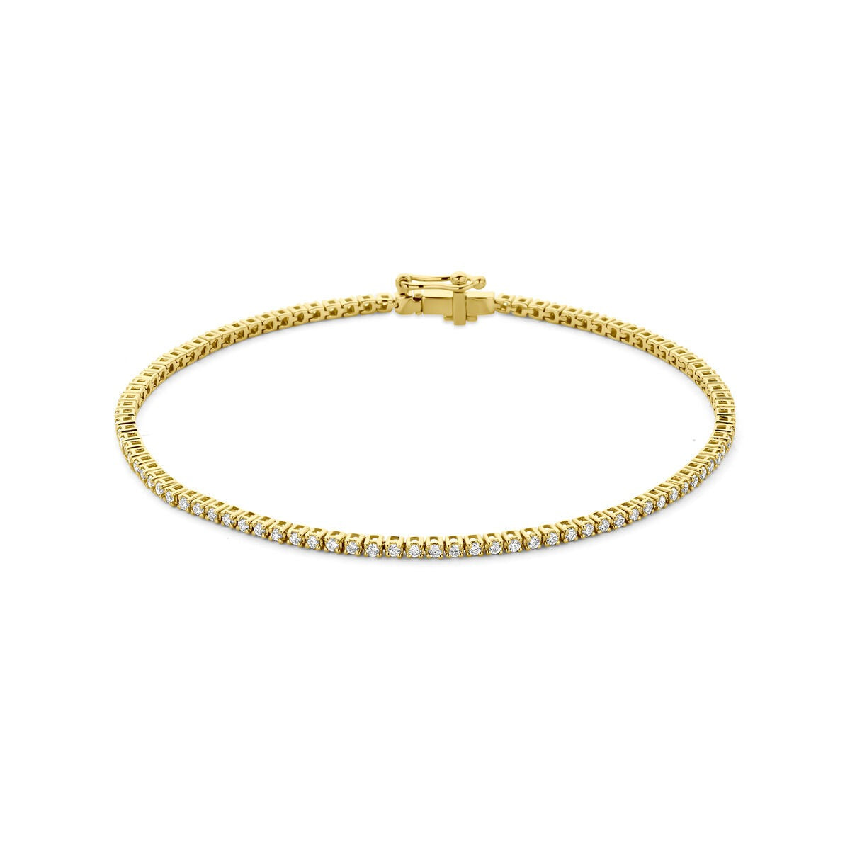 Pulsera de tenis de oro de 14k con diamantes cultivados en laboratorio.