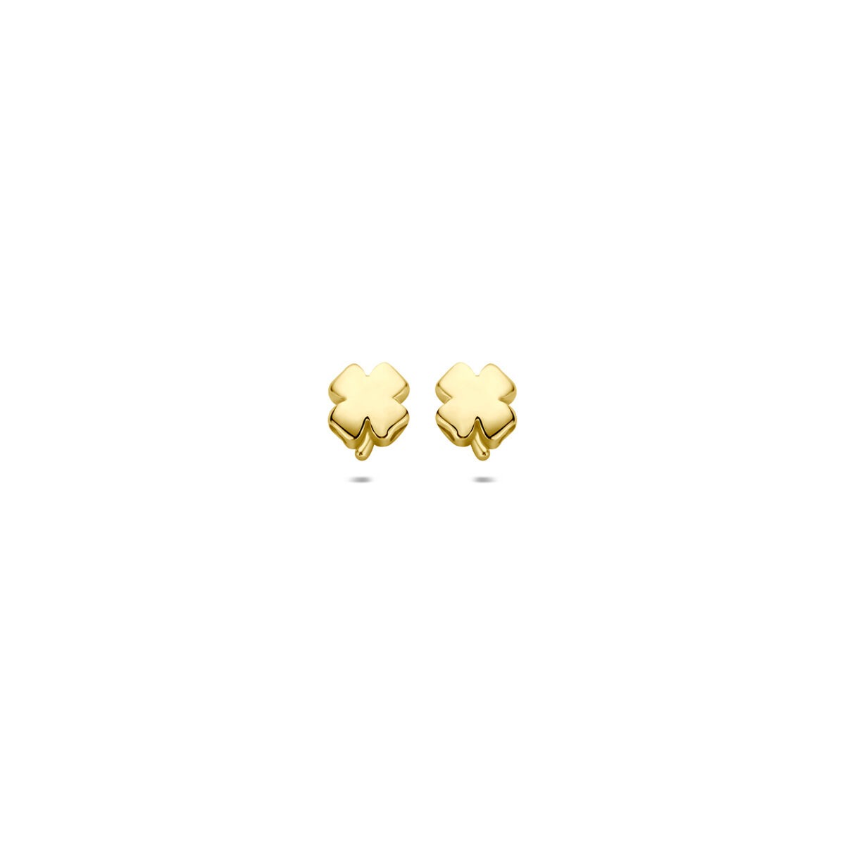 Pendientes de oro amarillo en forma de trébol.
