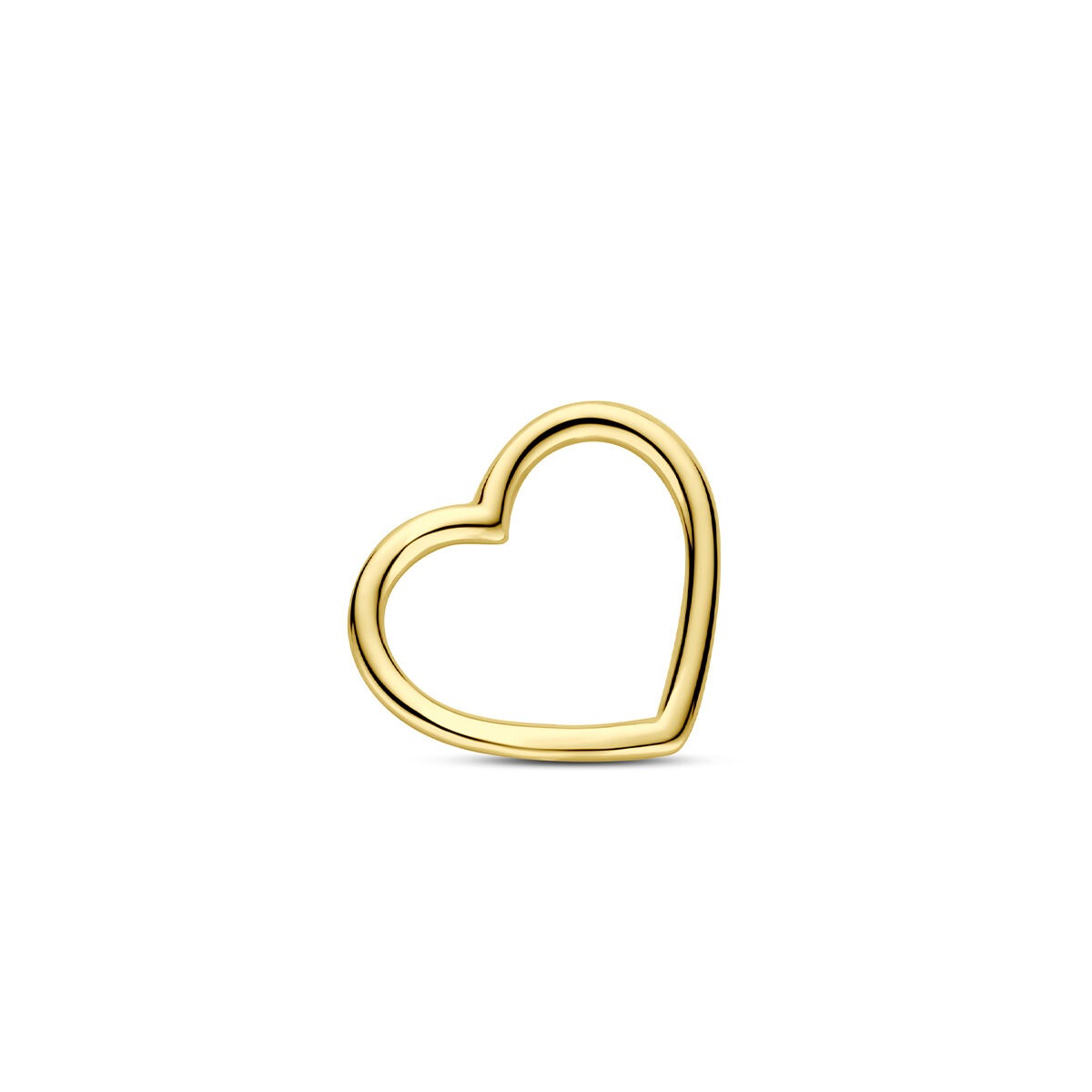 Colgante de corazón en oro amarillo de 14 quilates, con un diseño sencillo y elegante.