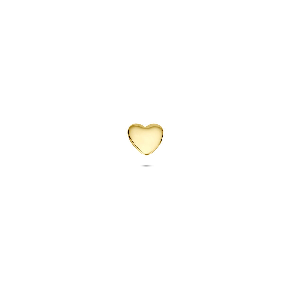 Piercing de 14k en forma de corazón, acabado dorado y diseño plano.