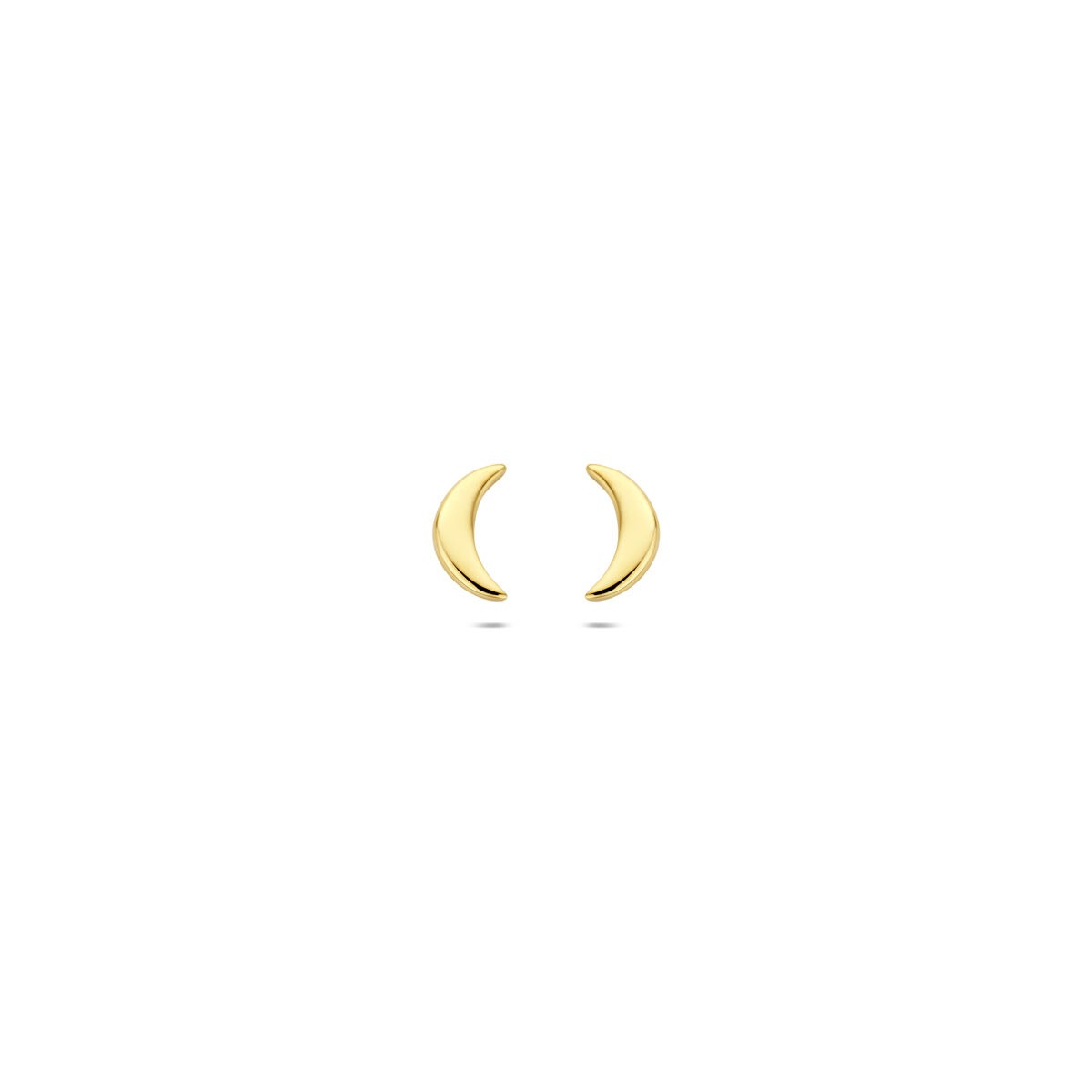 Pendientes en forma de luna de oro amarillo de 14k, sutiles y simbólicos.