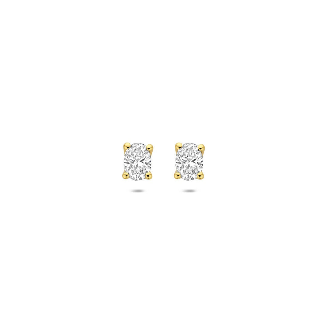 14k Geelgouden oorknoppen met lab grown diamant – ovaal 0.60ct