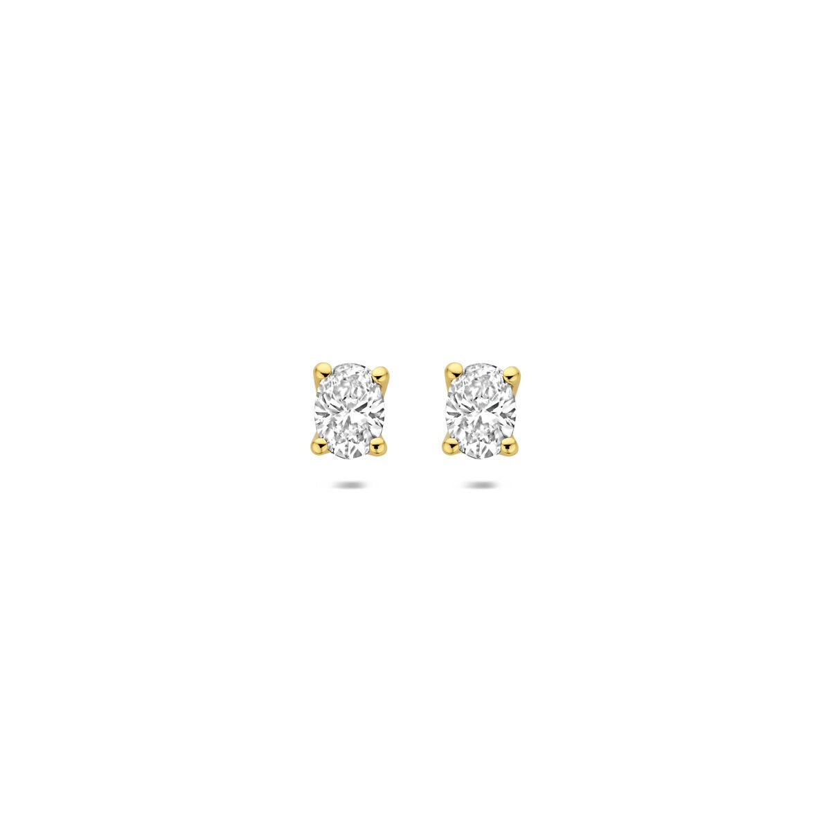 Pendientes de oro amarillo de 14k con diamantes lab-grown, forma ovalada, 0.60 ct.