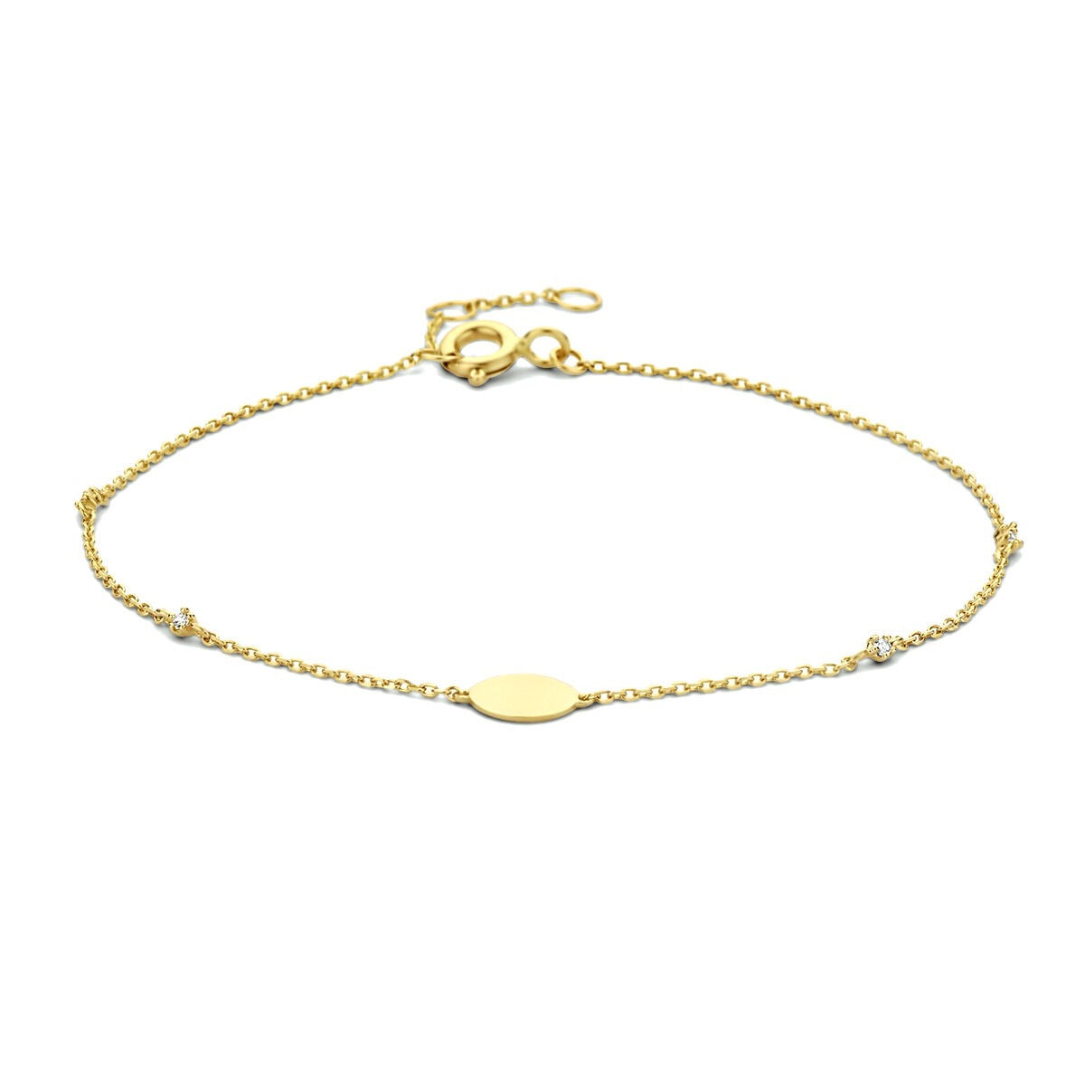Pulsera de oro amarillo de 9 quilates con fila de circonitas.
