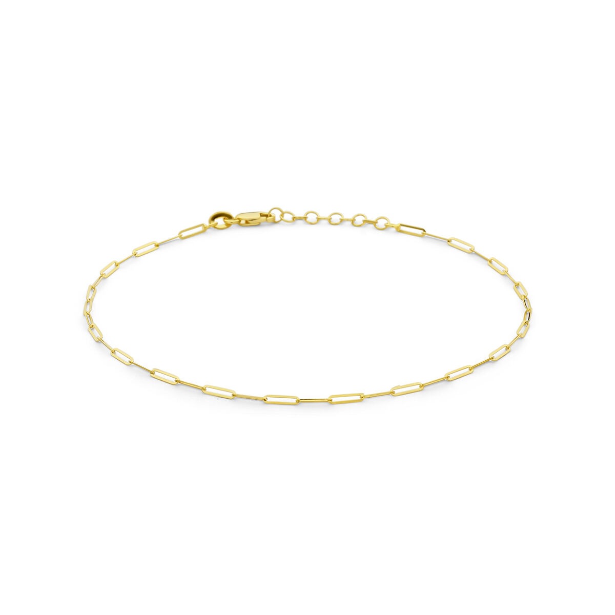 Anillo de tobillo de oro amarillo de 14k con eslabones alargados y cierre de langosta.