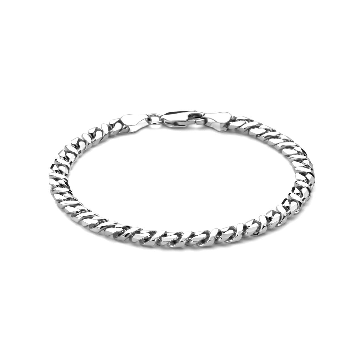 Pulsera de hombre de plata, con acabado rodiado y eslabones gourmette de 5,2 mm.