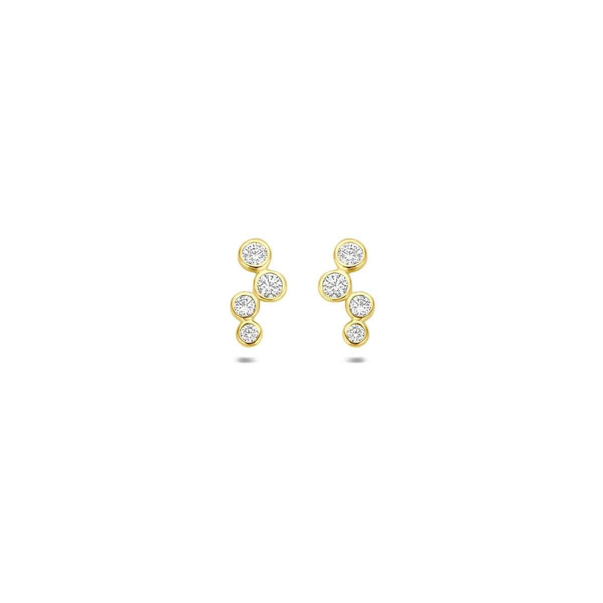 Pendientes de oro amarillo de 9k con circonitas en forma de gotas.
