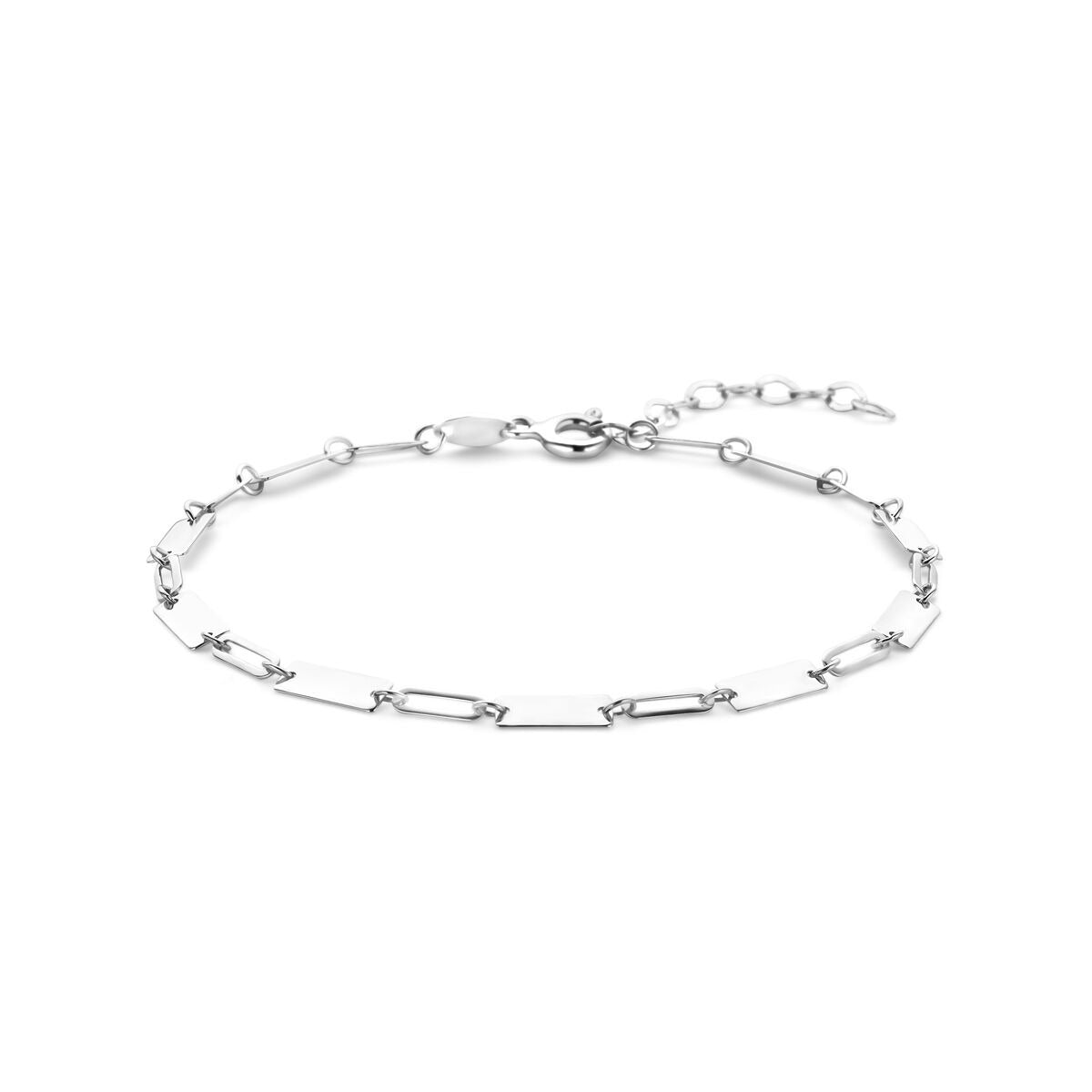 Pulsera de plata con eslabones en forma de espiga.
