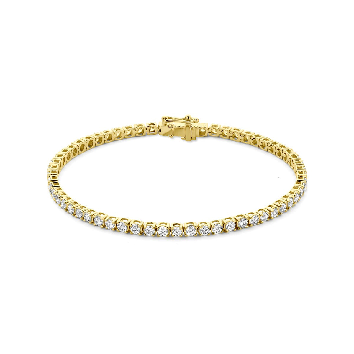 Pulsera de tenis de oro de 14k con diamantes cultivados en laboratorio.