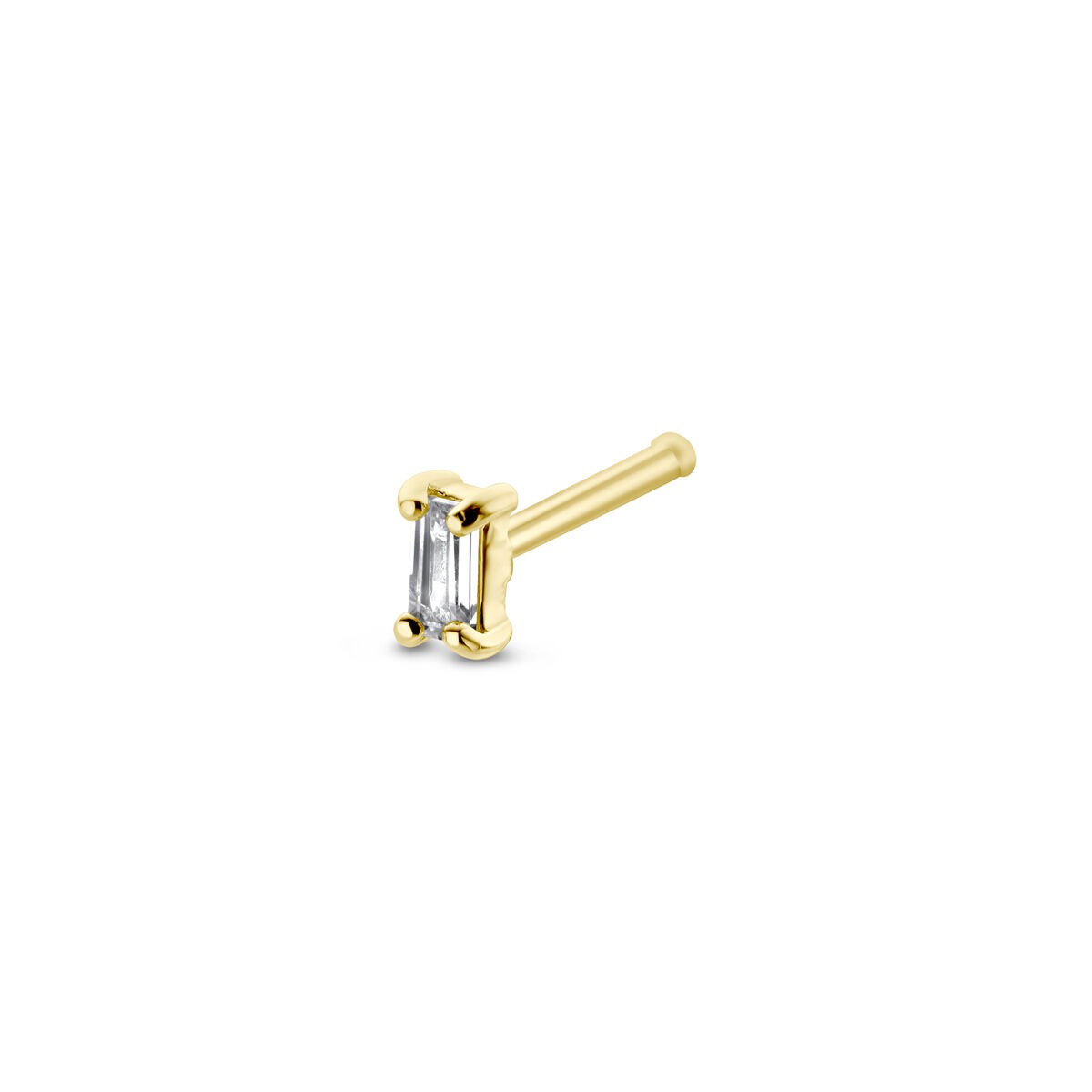 Pendiente de nariz de oro amarillo de 14k con circonita baguette.