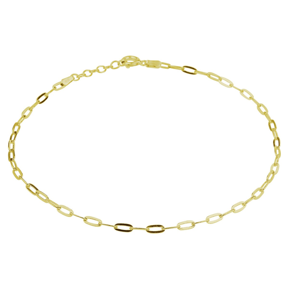 Anillo de tobillo de plata 925 bañado en oro amarillo con eslabones en forma de ancla.