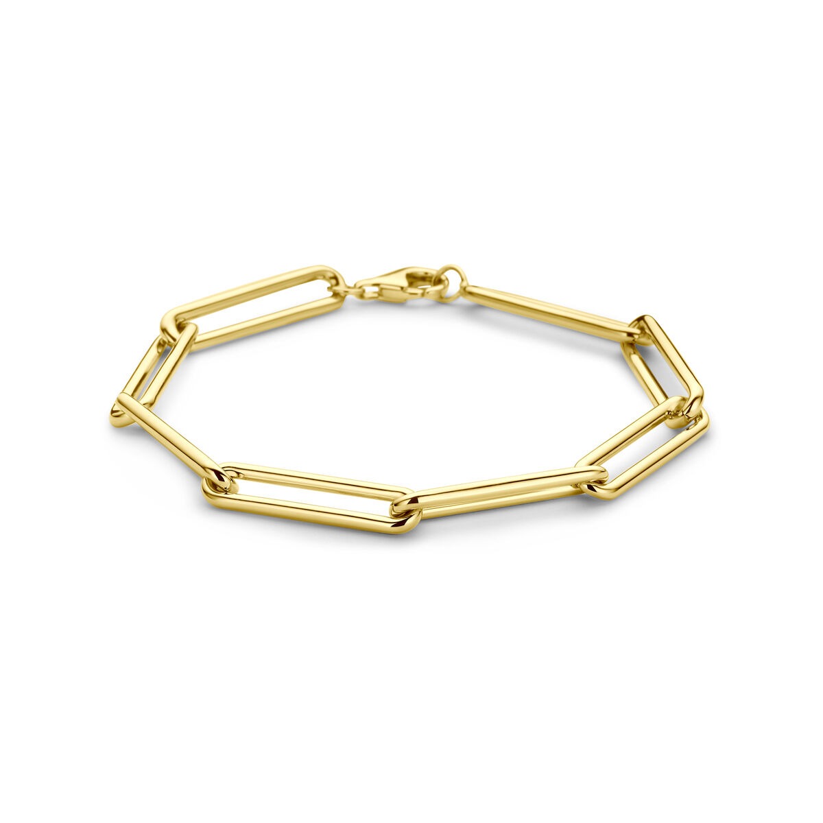 Pulsera de ancla de oro amarillo de 14k, con eslabones rectangulares de 5,8 mm.
