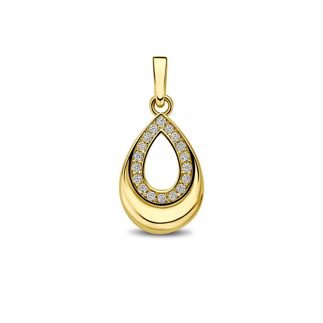 9k Geelgouden hanger druppel met zirkonia