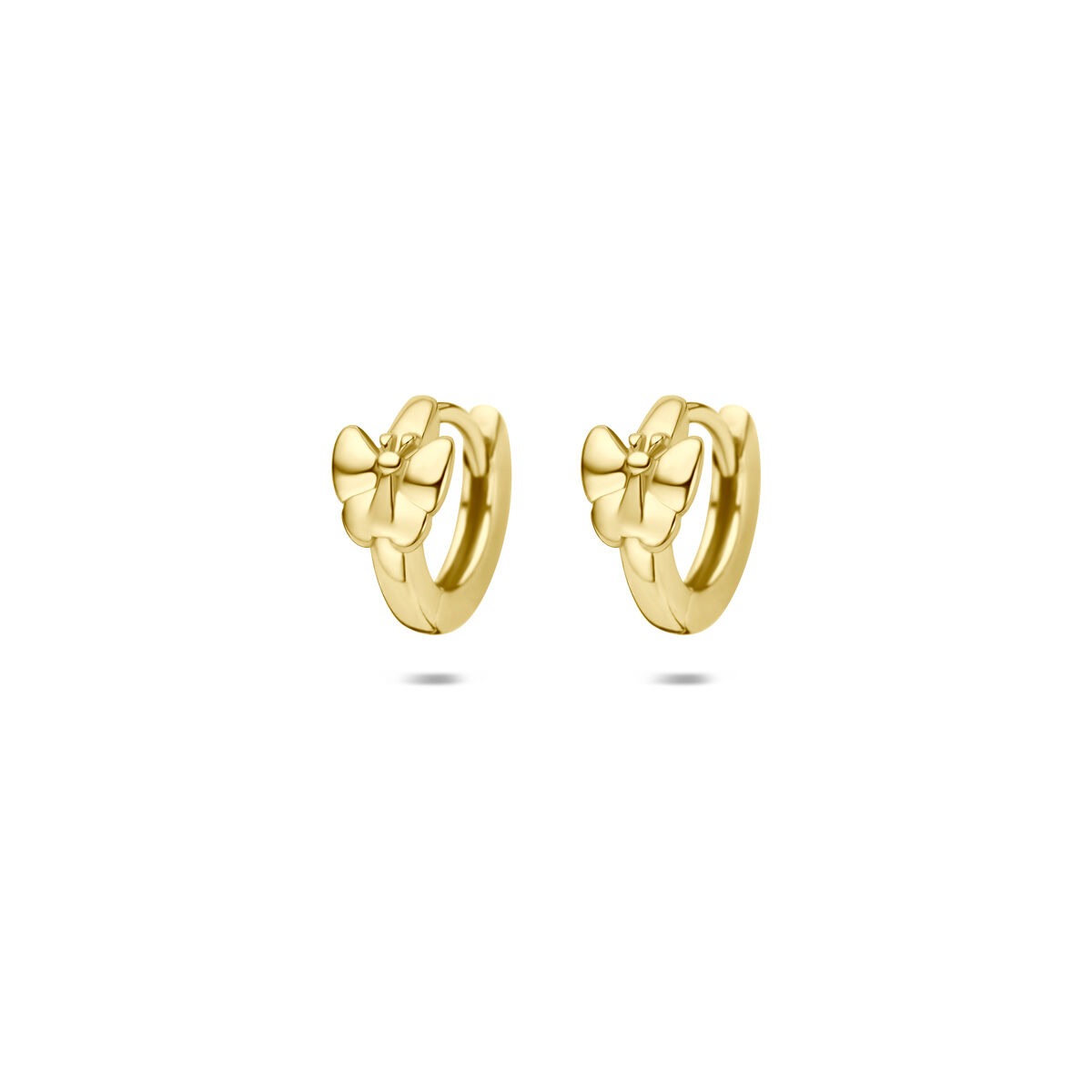 Pendientes de aro dorados con forma de mariposa en plata 925.