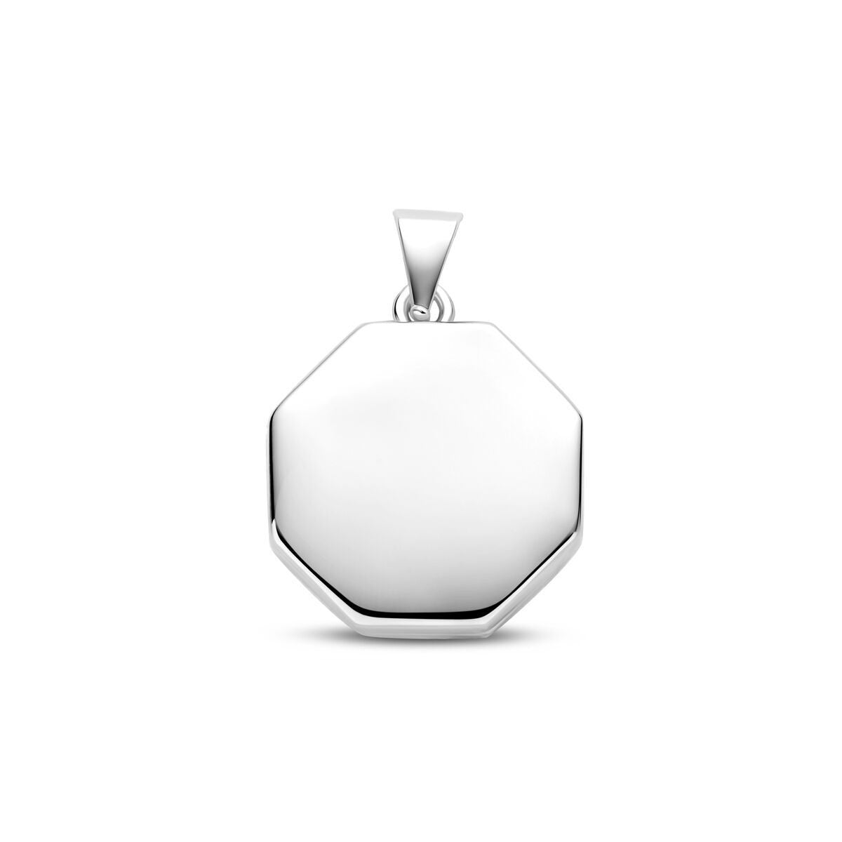 Colgante octagonal de plata 925 con acabado en rodio.