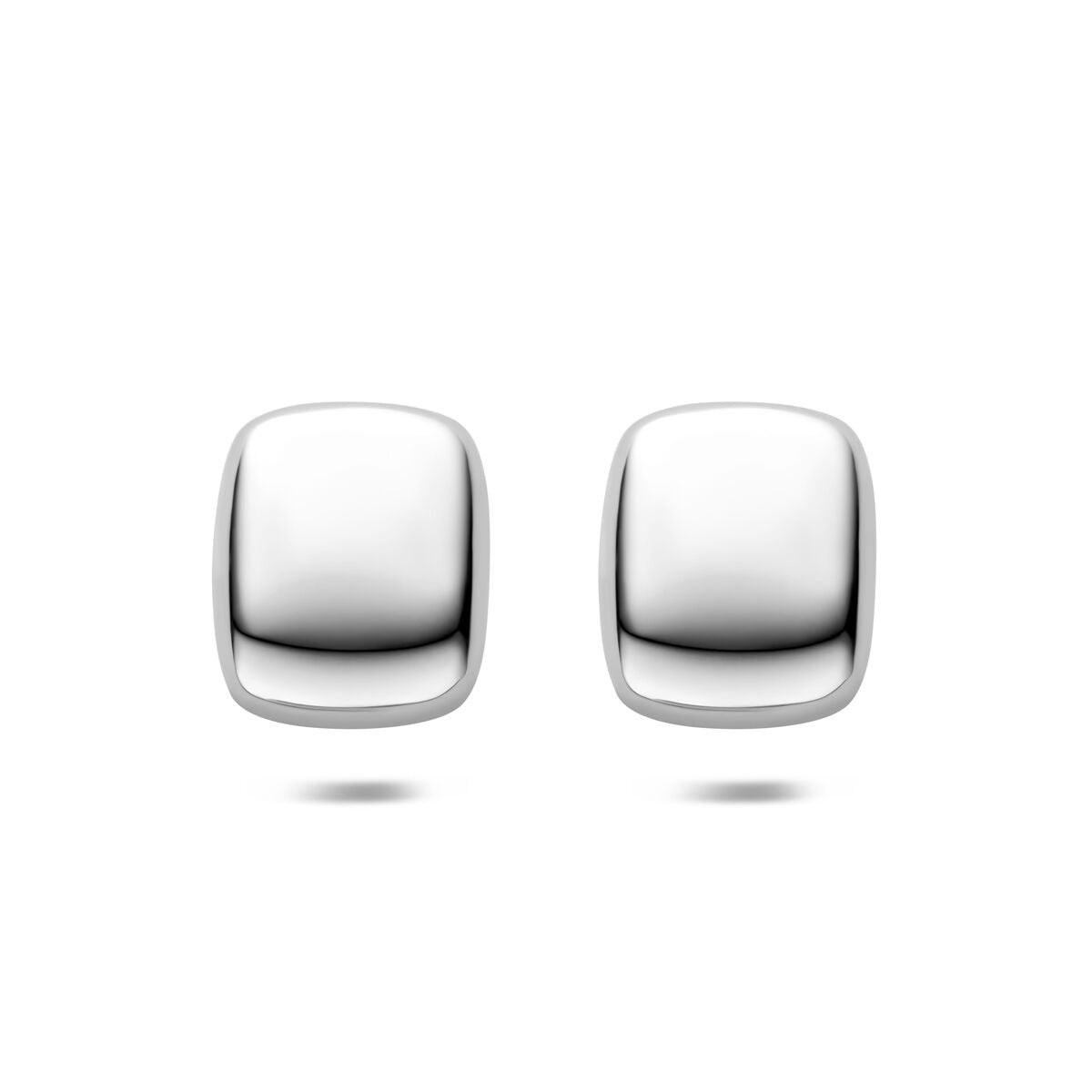 Pendientes de acero en color plateado, de forma cuadrada y tamaño 23x19mm.
