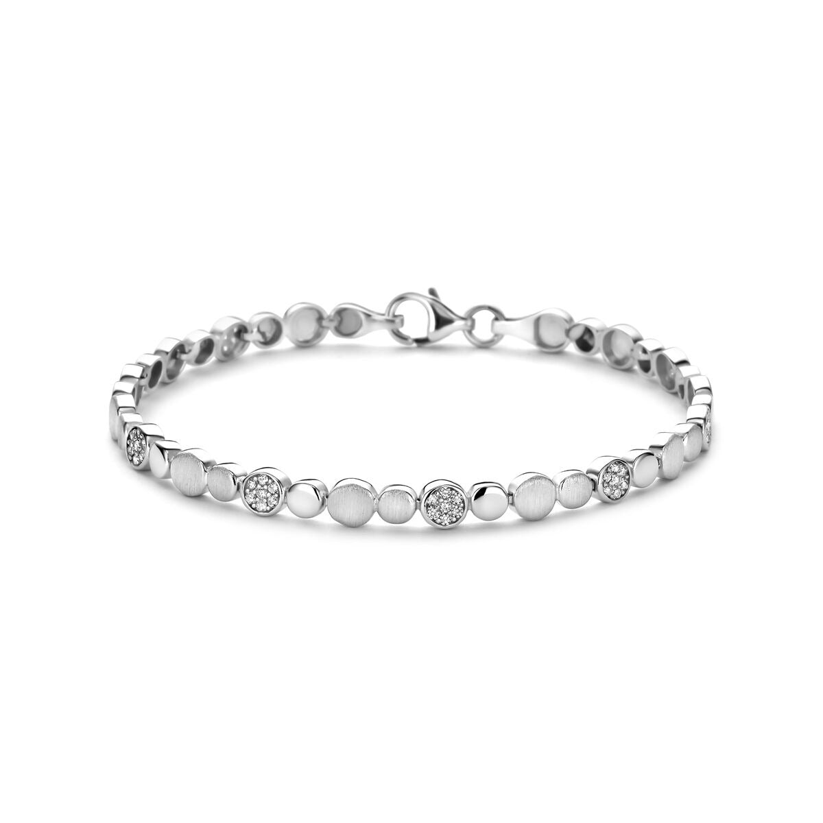 Pulsera de plata rodiada de 5,1 mm con circonitas, longitud de 19 cm.