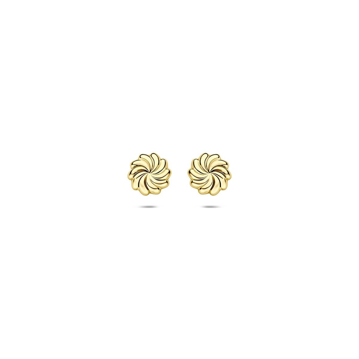 Pendientes de oro amarillo de 9 quilates con diseño retorcido en forma de espiral.