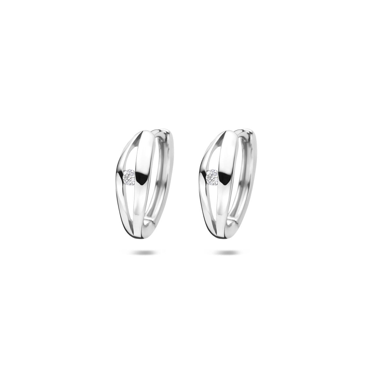 Pendientes de aro plateados con diamante cultivado en laboratorio, de 14 mm.