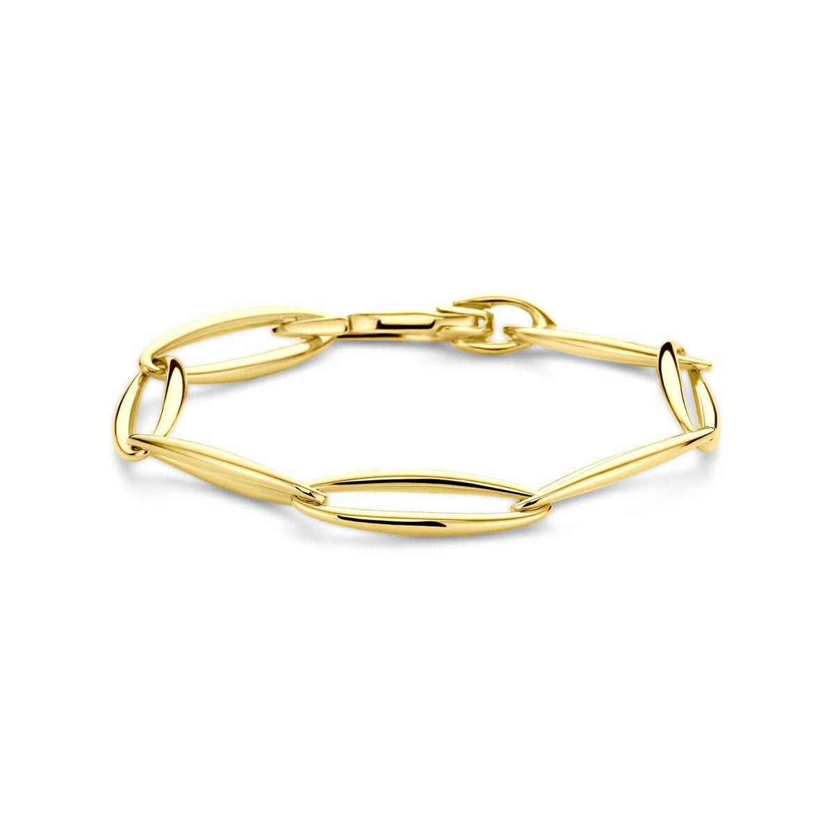 Pulsera de eslabones de oro amarillo de 14k, 9,5 mm de ancho y 20 cm de largo.