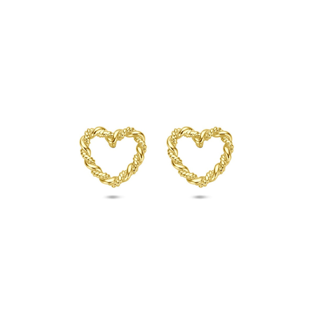 14k geelgouden hartjes oorknoppen – symbool van liefde