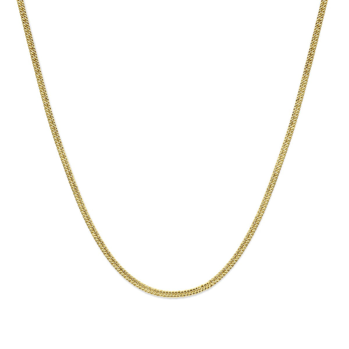 Collar de oro amarillo de 14k con núcleo de plata, eslabones gourmette pulidos de 3.8 mm.