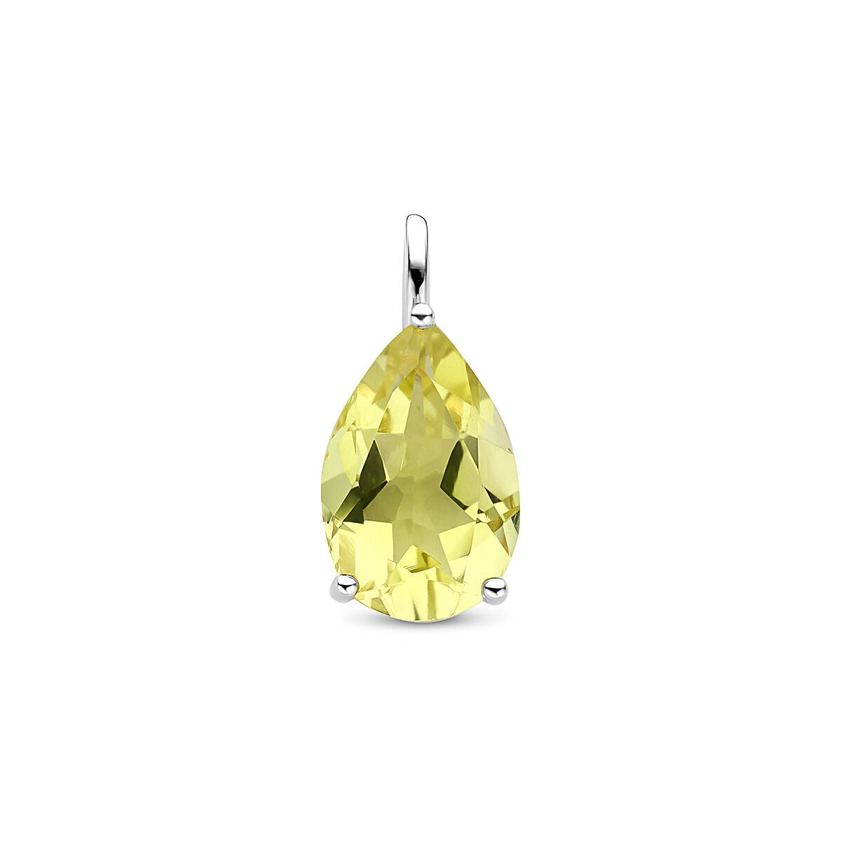 Colgante de plata rodiada con citrino en forma de gota.