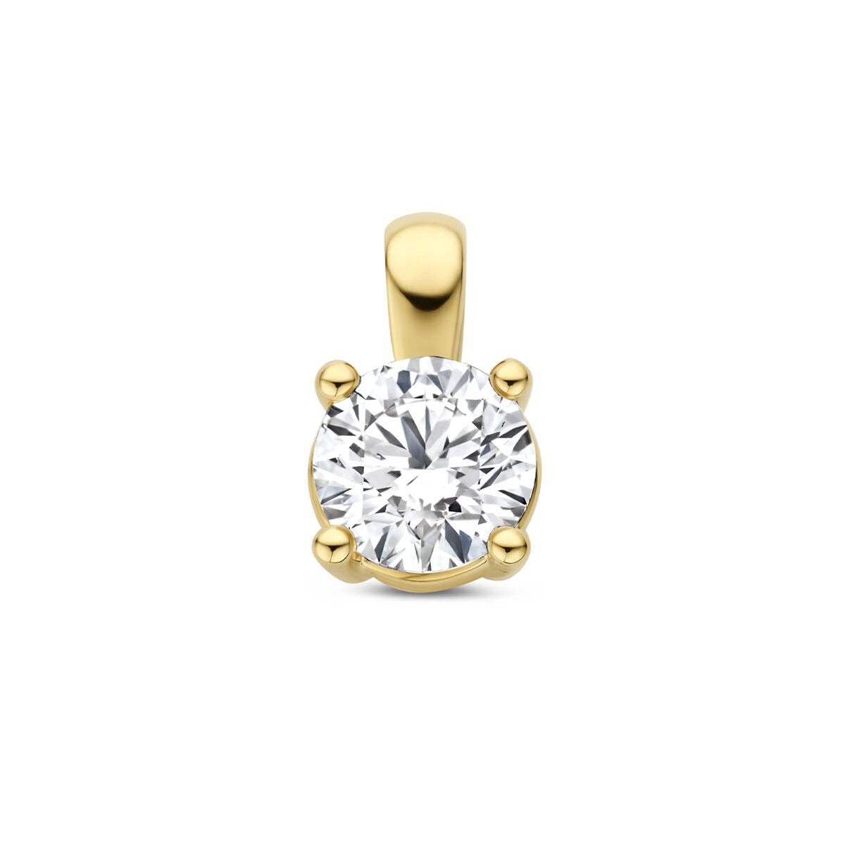 Colgante de oro amarillo de 14k con diamante lab-grown de 1.00 ct, corte brillante.