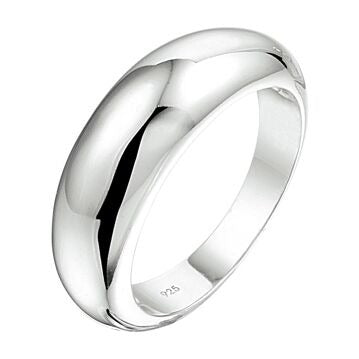 Anillo de plata de 925, ancho de 6.5 mm, con acabado pulido y forma ovalada.