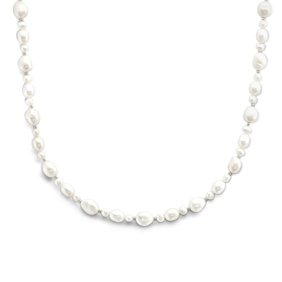 Collar de plata con perlas de agua dulce y cierre de langosta.