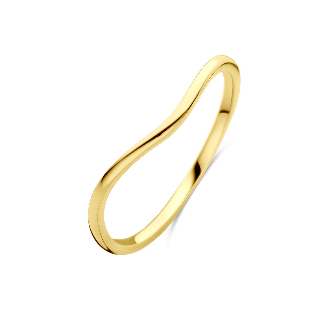 Anillo de oro amarillo de 14k, con un diseño ondulado y un ancho de 3 mm.