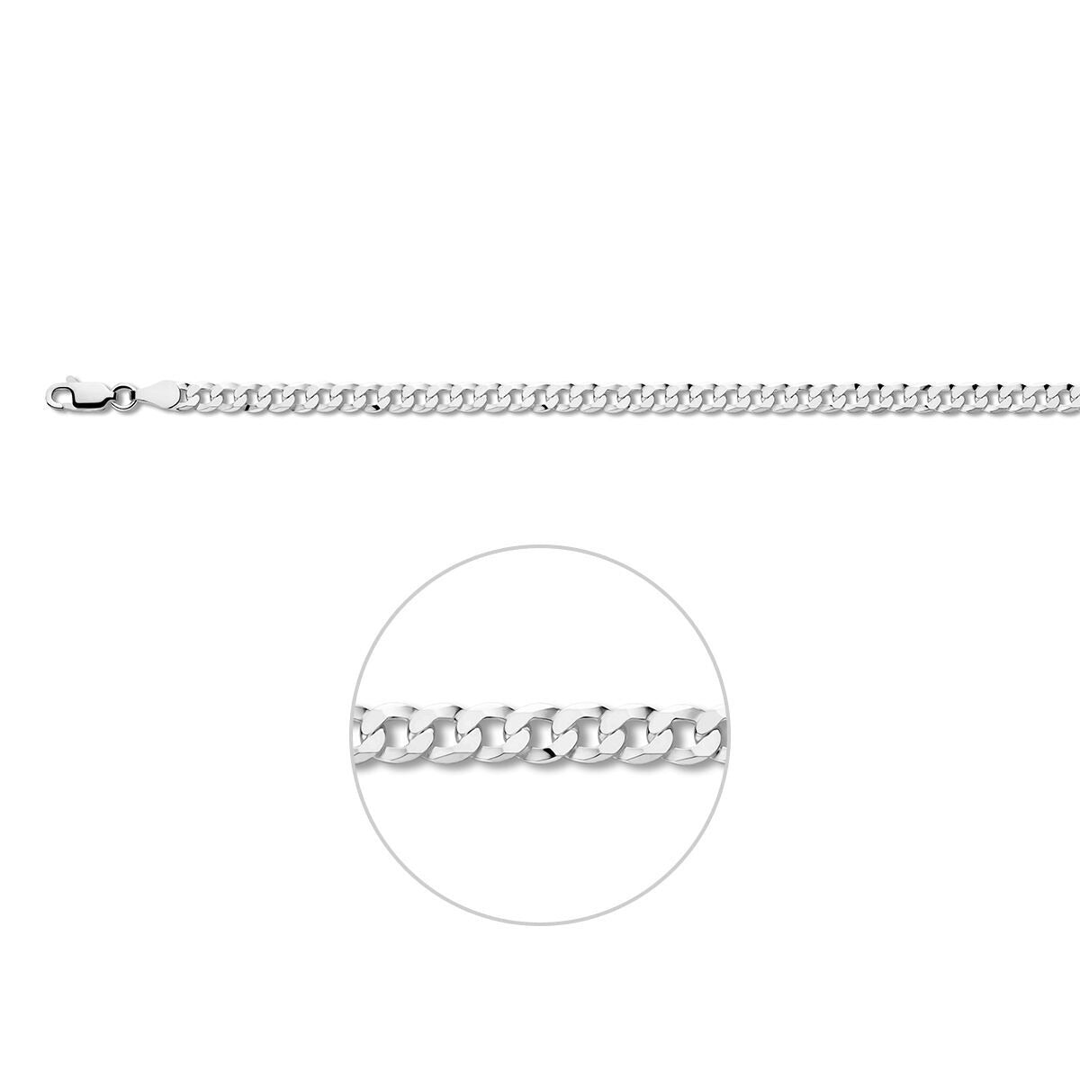 Pulsera gourmet de plata 925 rodiada de 4,3 mm con cierre.