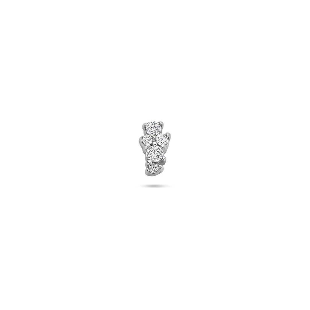 Gerhodineerd zilveren flat back piercing met zirkonia in chatonzetting