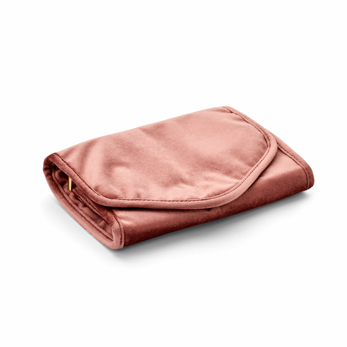 Caja de joyas rosa, elegante y práctica, con un acabado suave y plegable.