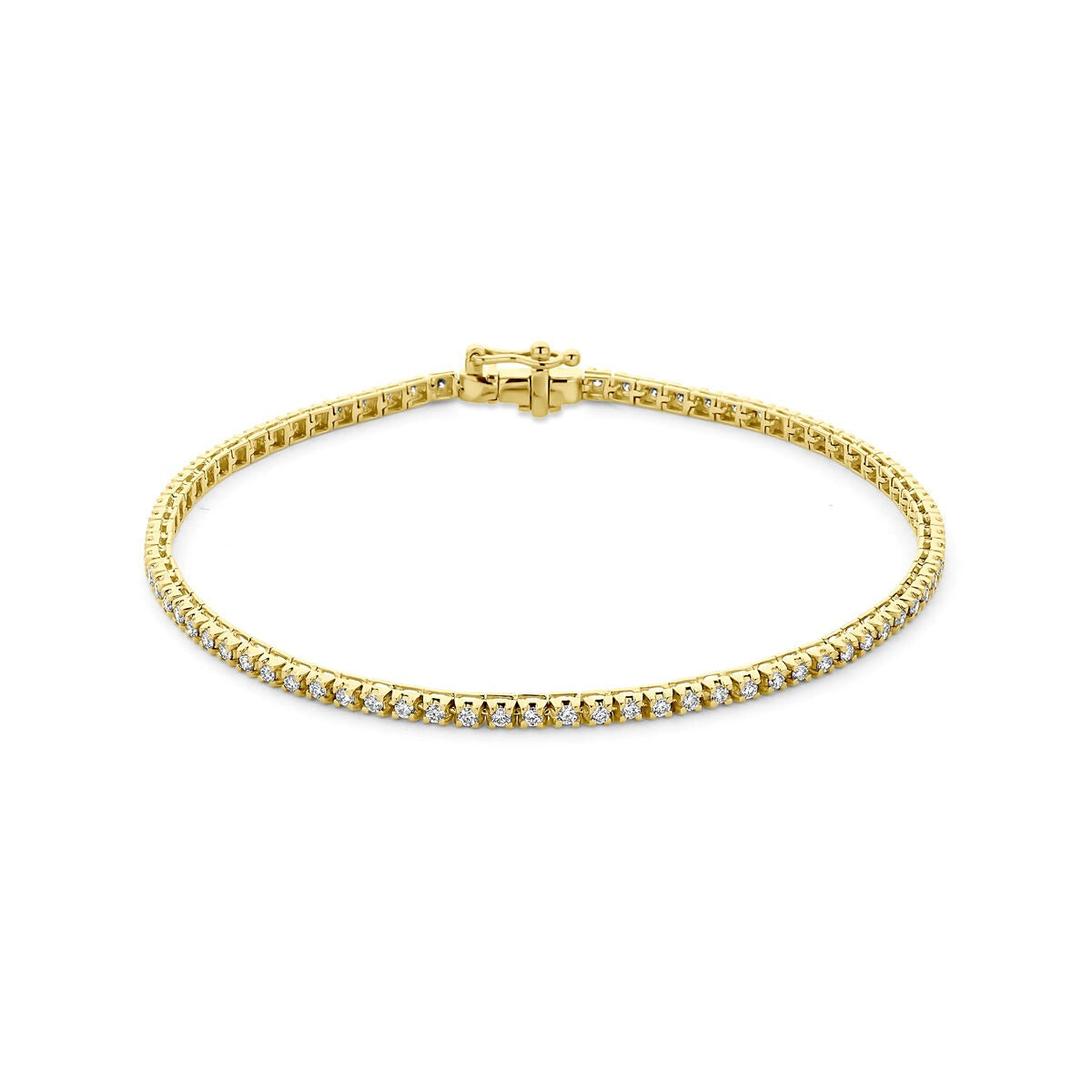 Pulsera de tenis de plata 925 dorada con diamantes cultivados en laboratorio.