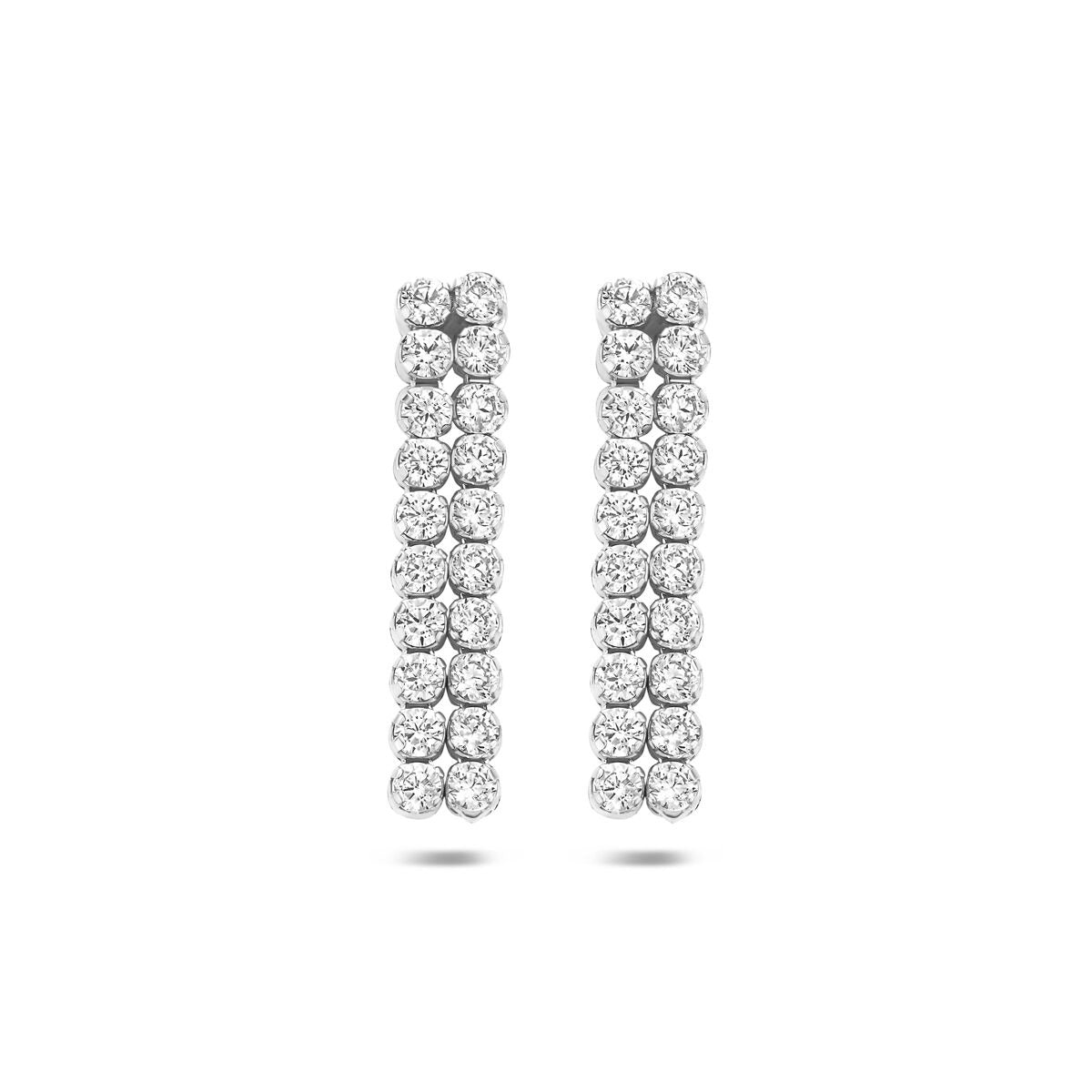Pendientes largos de plata 925 rodiada con circonitas, de 24 x 5 mm.