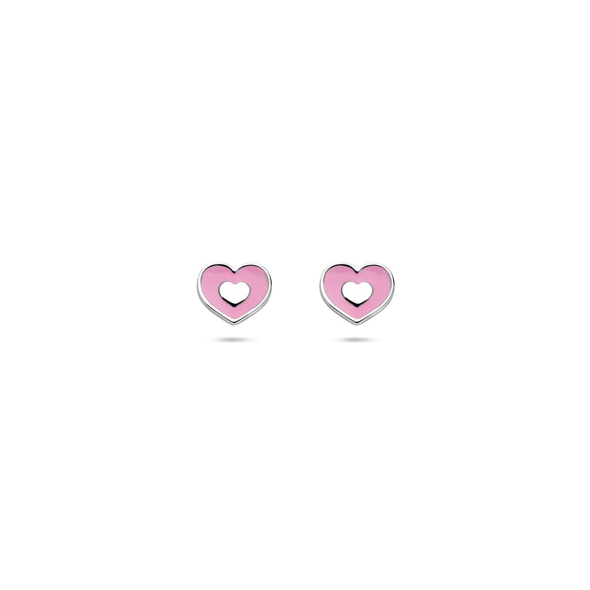 Pendientes infantiles de plata en forma de corazón 5 mm