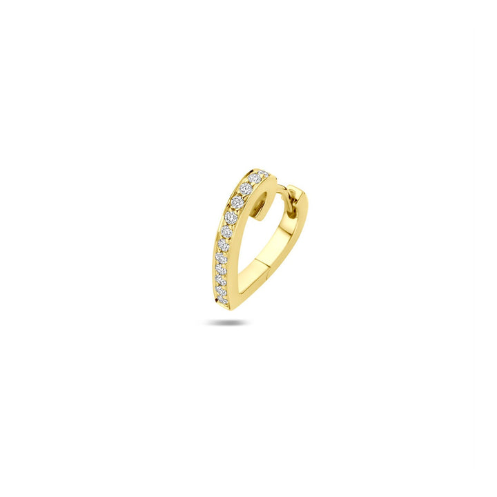 14k Geelgouden klapoorring met hart en diamant