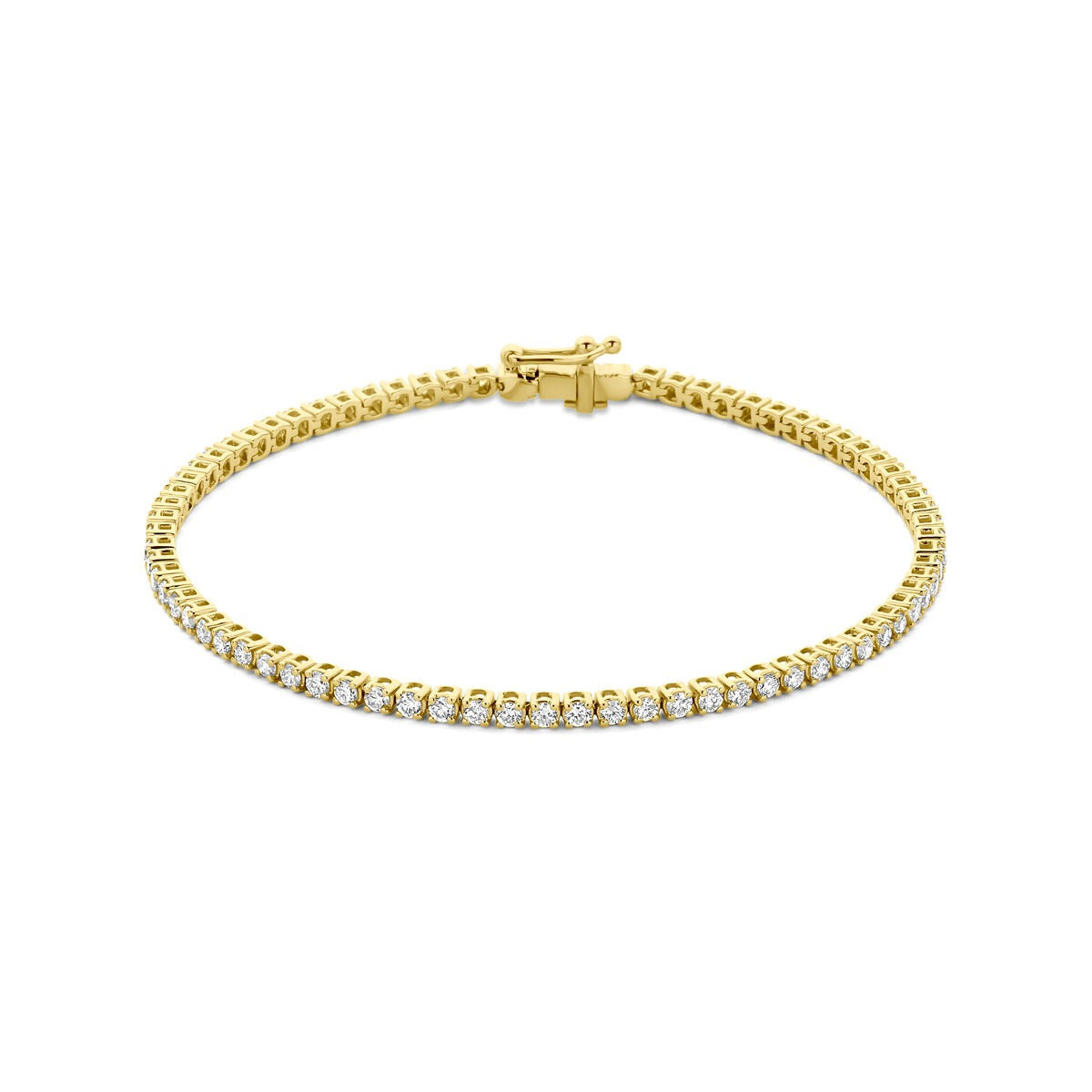 Pulsera de tenis de oro de 14k con diamantes cultivados en laboratorio.