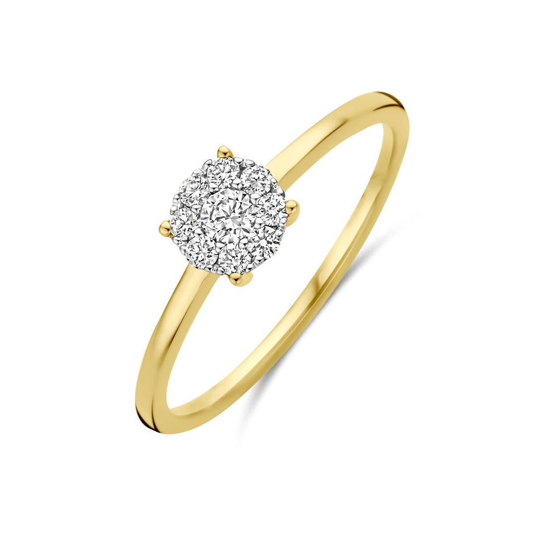 14k bicolor gouden ring met diamant 0.19ct