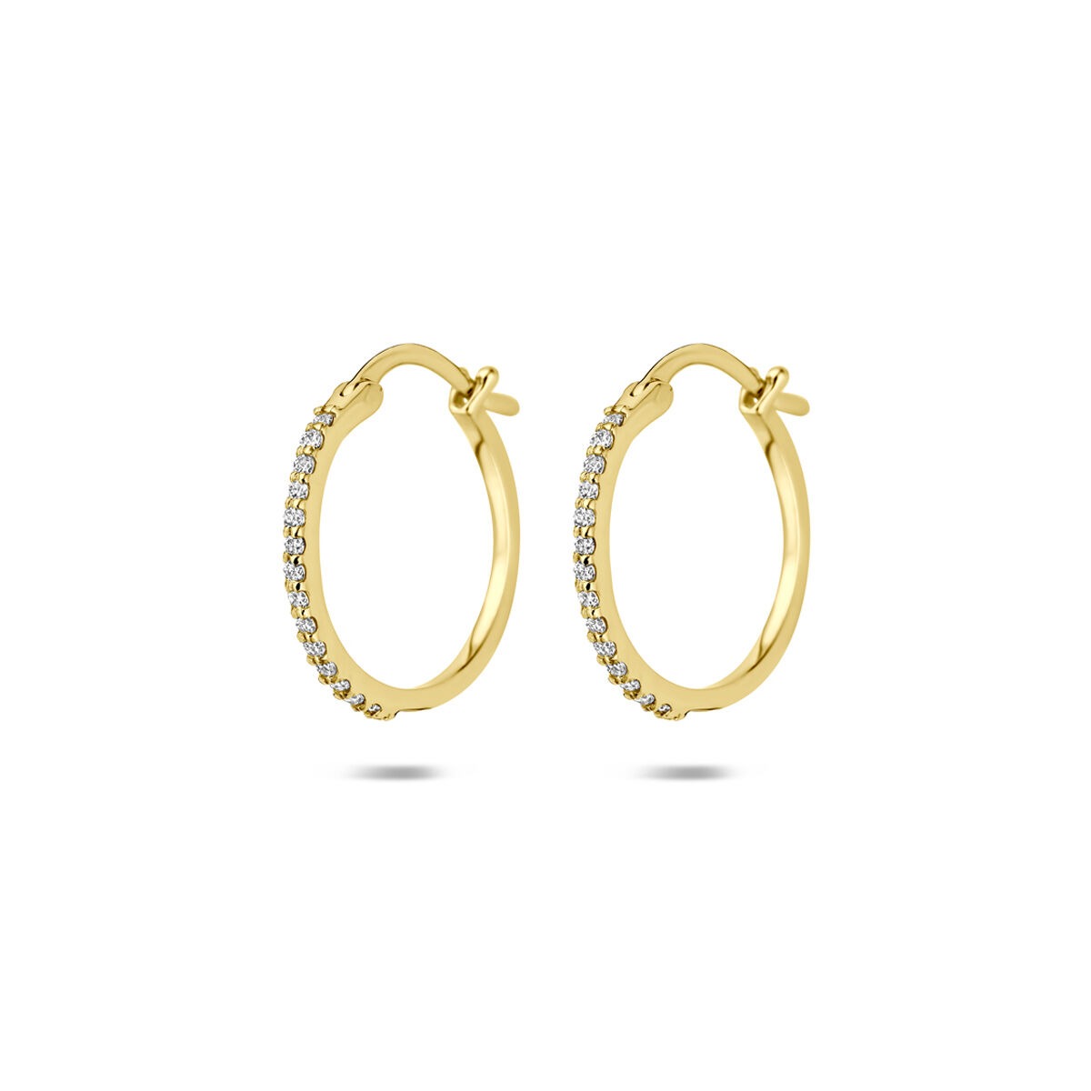 Aros de oro amarillo de 14k con diamantes cultivados en laboratorio de 0,15 ct.