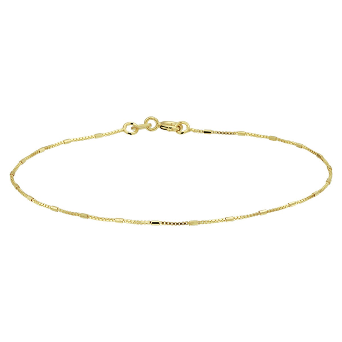 Pulsera veneciana dorada de 14k con detalles en forma de barras.