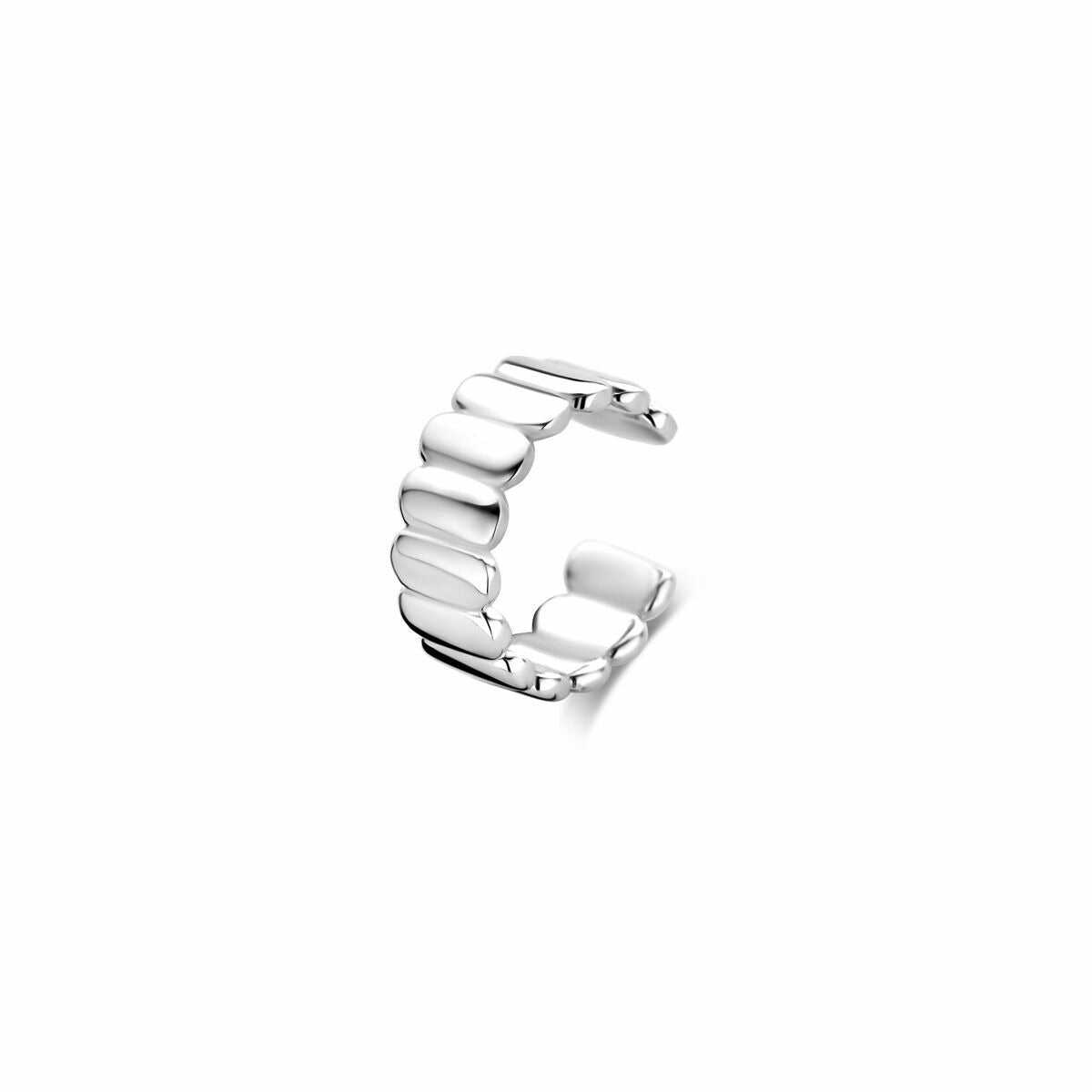 Ear cuff de plata rodiada de 11,5 x 4,5 mm con diseño moderno y acabado brillante.