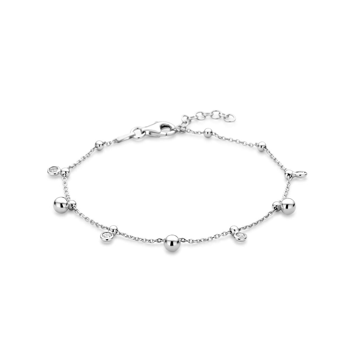 Pulsera de mujer de plata con circonitas, en plata 925 rodiada, de 17 + 2 cm.
