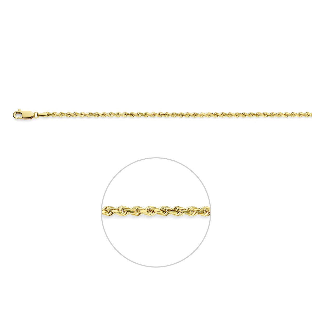 Anillo de cadena de 14 quilates en color dorado con eslabones entrelazados.