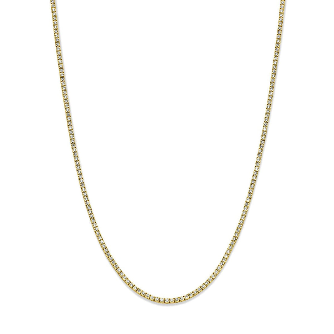 14k geelgouden tenniscollier met lab grown diamanten – 5.00ct