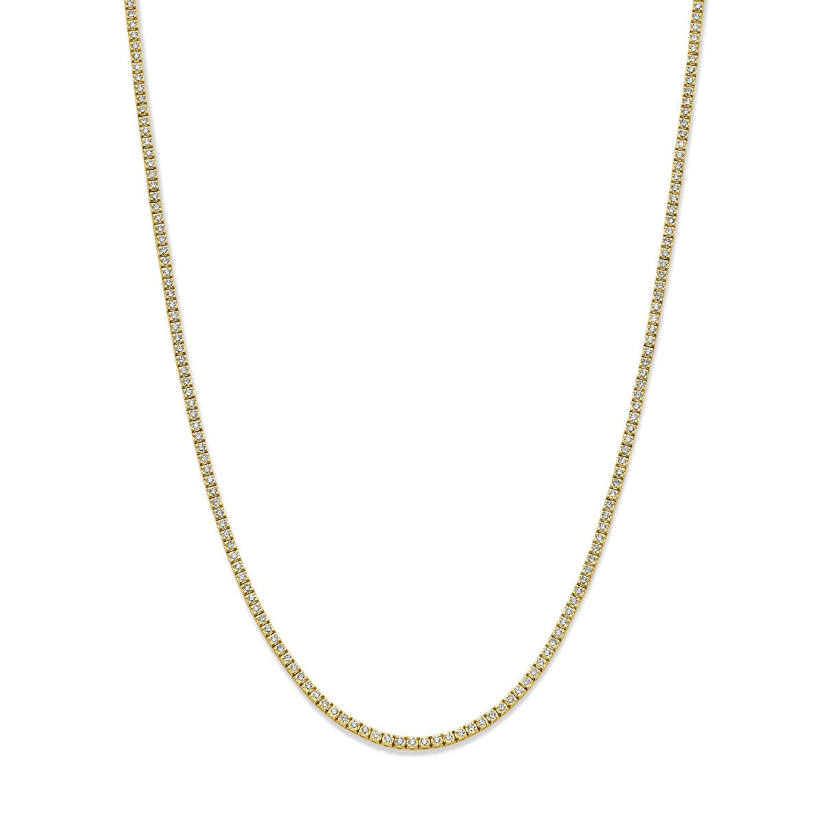 Collar de tenis en oro amarillo de 14k con diamantes cultivados en laboratorio de 5.00ct.