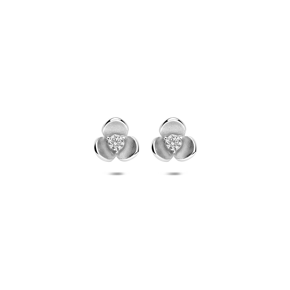 Pendientes de flor plateados con zirconia, de 7 mm.